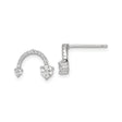 Sterling Silver Horseshoe Stud Earrings with Cubic Zirconia, Curved Luck Symbol Design