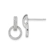 Sterling Silver Dangle Stud Earrings with Cubic Zirconia Interlocking Circle Design