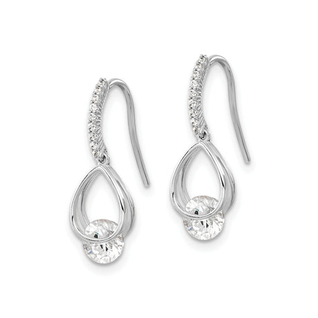 Sterling Silver Drop Earrings with Teardrop Design and Cubic Zirconia Accents