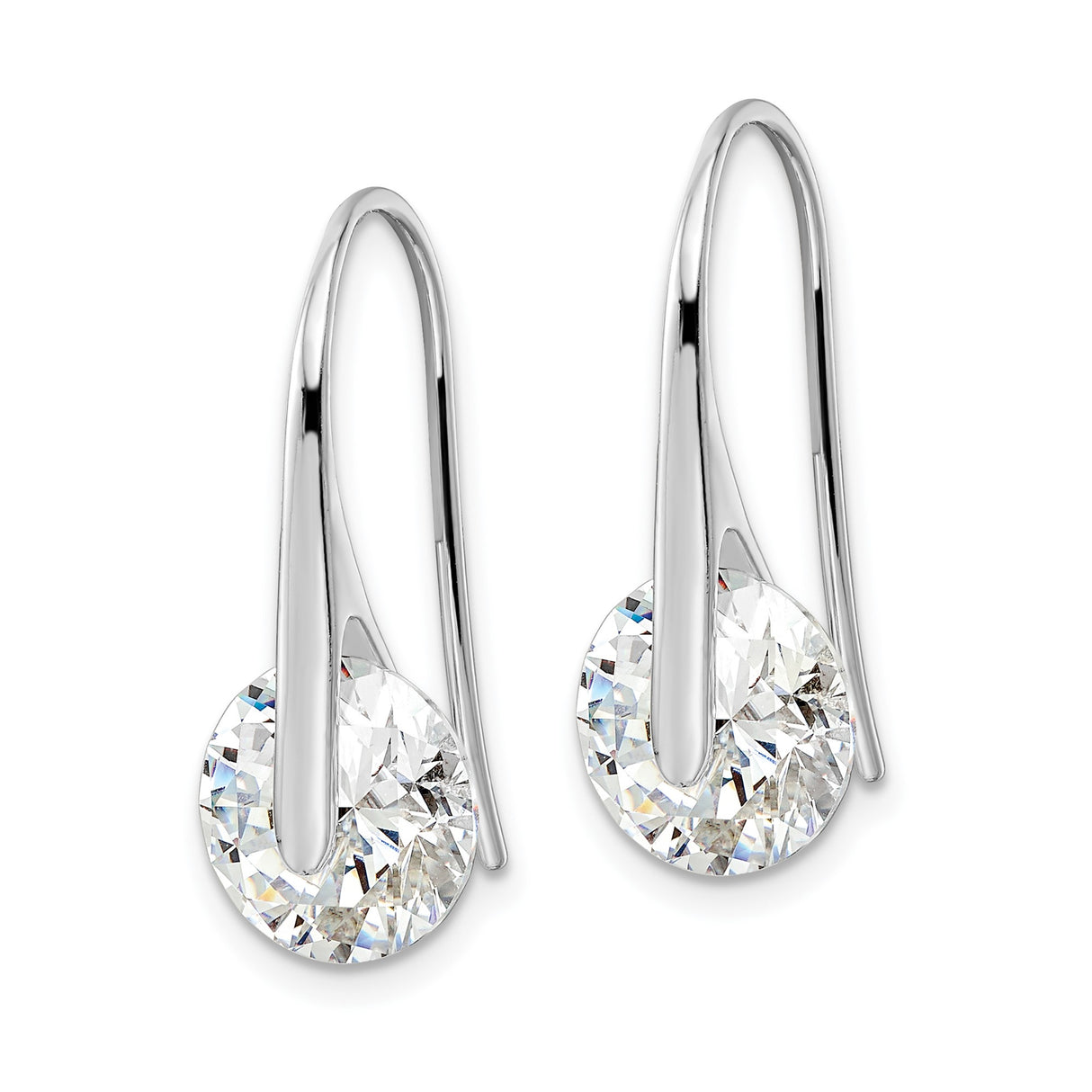 Sterling Silver Drop Earrings with Round Cut Cubic Zirconia, Minimalist Dangle Design