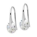 Sterling Silver Drop Earrings with Round Cut Cubic Zirconia, Minimalist Dangle Design