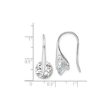 Sterling Silver Drop Earrings with Round Cut Cubic Zirconia, Minimalist Dangle Design