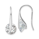 Sterling Silver Drop Earrings with Round Cut Cubic Zirconia, Minimalist Dangle Design