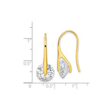Sterling Silver Drop Earrings with Round Cut Cubic Zirconia, Gold Plated, Modern Lightweight Design