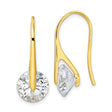 Sterling Silver Drop Earrings with Round Cut Cubic Zirconia, Gold Plated, Modern Lightweight Design