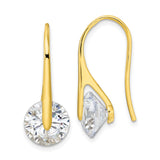 Sterling Silver Drop Earrings with Round Cut Cubic Zirconia, Gold Plated, Modern Lightweight Design