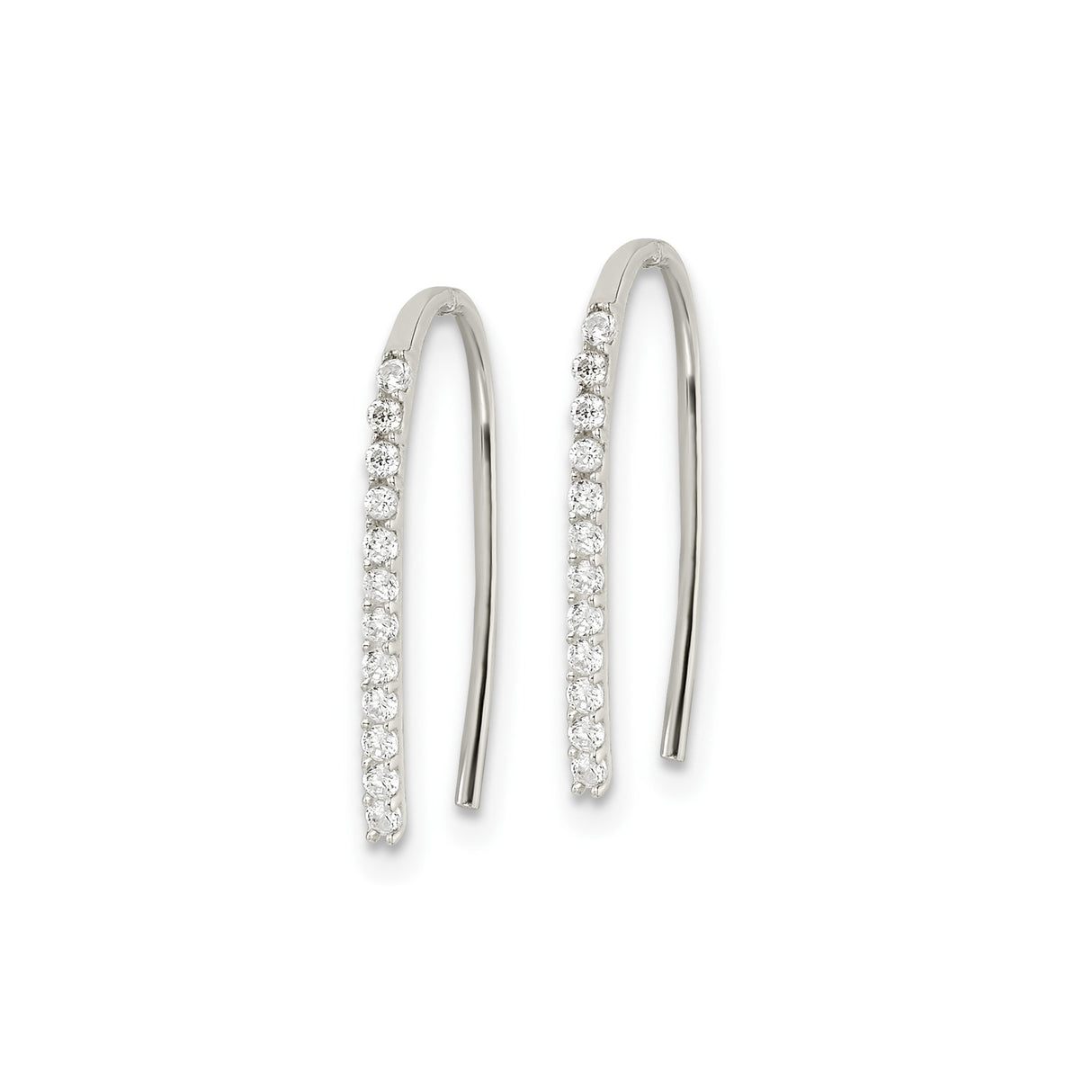 Sterling Silver Ear Climbers with Cubic Zirconia, Minimalist Curved Line Design for Women