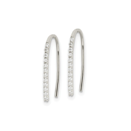 Sterling Silver Ear Climbers with Cubic Zirconia, Minimalist Curved Line Design for Women