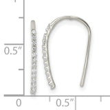 Sterling Silver Ear Climbers with Cubic Zirconia, Minimalist Curved Line Design for Women