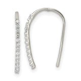 Sterling Silver Ear Climbers with Cubic Zirconia, Minimalist Curved Line Design for Women