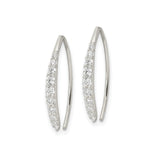 Sterling Silver Ear Climbers with Cubic Zirconia, Curved Bar Minimalist Style for Women