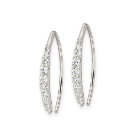 Sterling Silver Ear Climbers with Cubic Zirconia, Curved Bar Minimalist Style for Women