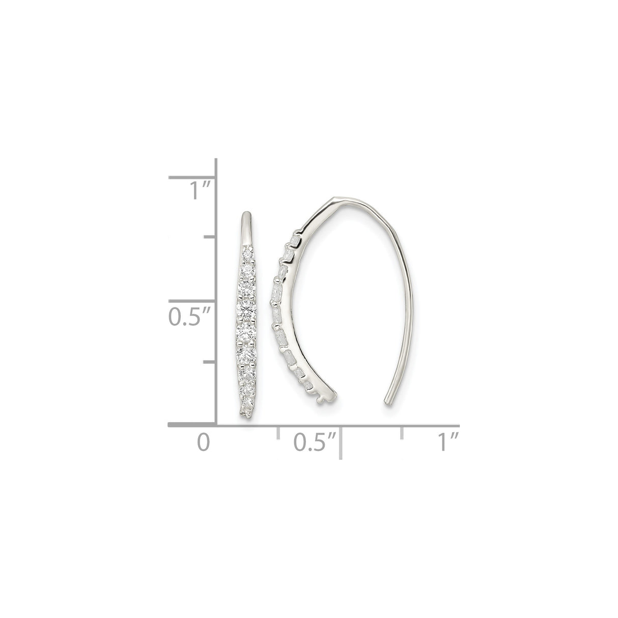 Sterling Silver Ear Climbers with Cubic Zirconia, Curved Bar Minimalist Style for Women
