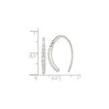 Sterling Silver Ear Climbers with Cubic Zirconia, Curved Bar Minimalist Style for Women