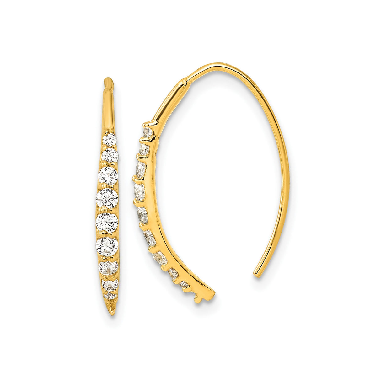 Sterling Silver Ear Climber Earrings with Graduated Round Cubic Zirconia in Curved Design