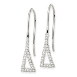 Sterling Silver Dangle Earrings with Cubic Zirconia, Open Triangle Geometric Design