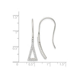 Sterling Silver Dangle Earrings with Cubic Zirconia, Open Triangle Geometric Design
