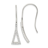 Sterling Silver Dangle Earrings with Cubic Zirconia, Open Triangle Geometric Design