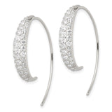Sterling Silver Hoop Earrings with Cubic Zirconia, Curved Modern Design for Women