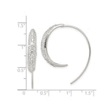 Sterling Silver Hoop Earrings with Cubic Zirconia, Curved Modern Design for Women