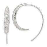 Sterling Silver Hoop Earrings with Cubic Zirconia, Curved Modern Design for Women