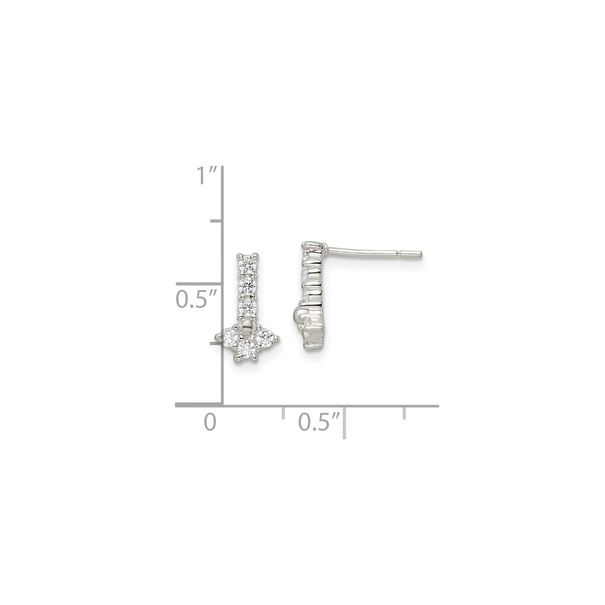 Sterling Silver Cross Earrings with Clear Cubic Zirconia, Christian Symbol Studs for Women