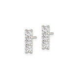 Sterling Silver Vertical Bar Studs with Four CZ Stones