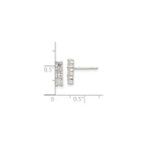 Sterling Silver Vertical Bar Studs with Four CZ Stones
