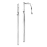 Sterling Silver Drop Earrings with Cubic Zirconia, Vertical Bar Design, Modern Minimalist Style
