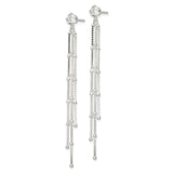 Sterling Silver Dangle Earrings with Cubic Zirconia Stud and Multi Strand Beaded Chains