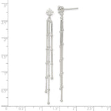 Sterling Silver Dangle Earrings with Cubic Zirconia Stud and Multi Strand Beaded Chains