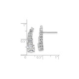 Sterling Silver Stud Earrings with Graduated Cubic Zirconia, Curved Ear Climber Style