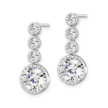 Sterling Silver Dangle Earrings with Graduated Bezel-Set Cubic Zirconia