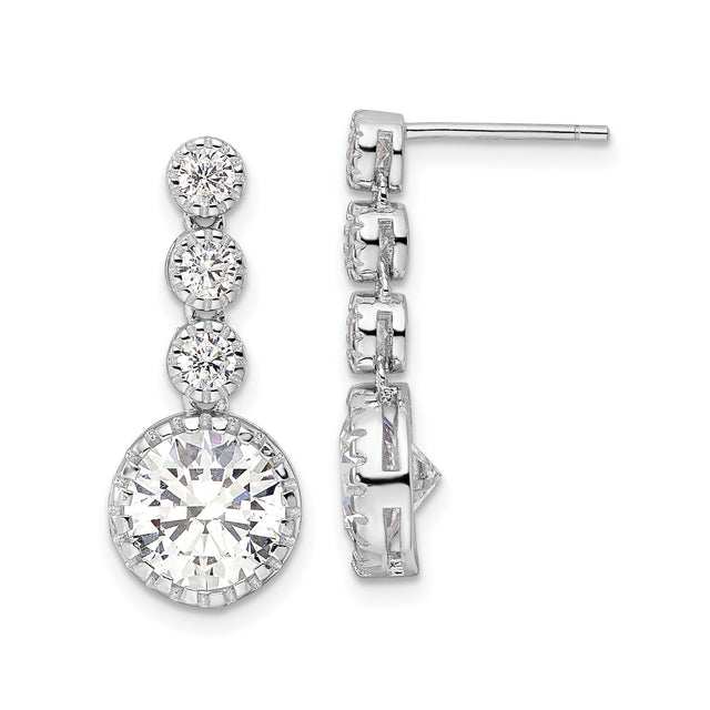 Sterling Silver Dangle Earrings with Graduated Bezel-Set Cubic Zirconia