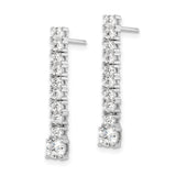 Sterling Silver Drop Earrings with Cubic Zirconia, Linear Dangle Design for Women