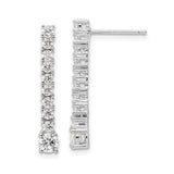 Sterling Silver Drop Earrings with Cubic Zirconia, Linear Dangle Design for Women