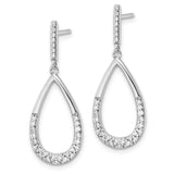Sterling Silver Teardrop Dangle Earrings with Cubic Zirconia, Modern Half-Pave Design
