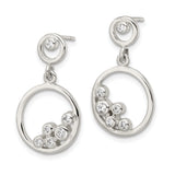 Sterling Silver Drop Earrings with Cubic Zirconia, Open Circle Bubble Design