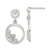 Sterling Silver Drop Earrings with Cubic Zirconia, Open Circle Bubble Design