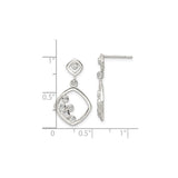 Sterling Silver Dangle Earrings with Cubic Zirconia, Geometric Drop Design for Women