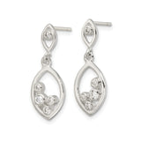 Sterling Silver Dangle Earrings with Cubic Zirconia and Marquise Open Frame Design