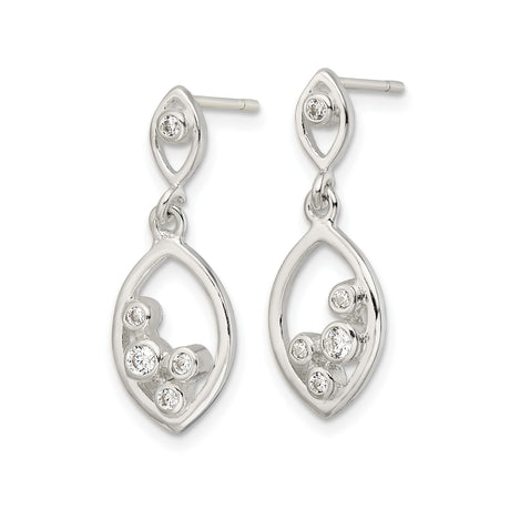 Sterling Silver Dangle Earrings with Cubic Zirconia and Marquise Open Frame Design