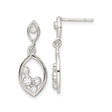 Sterling Silver Dangle Earrings with Cubic Zirconia and Marquise Open Frame Design