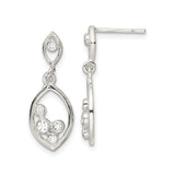 Sterling Silver Dangle Earrings with Cubic Zirconia and Marquise Open Frame Design