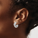 Sterling Silver Twist Hoop Earrings with Cubic Zirconia, Crossover Lightweight Design for Women