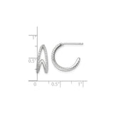 Sterling Silver Hoop Earrings with Cubic Zirconia, V-Shape Wave Design, Modern Formal Style