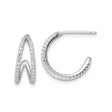 Sterling Silver Hoop Earrings with Cubic Zirconia, V-Shape Wave Design, Modern Formal Style