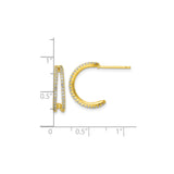 Sterling Silver Hoop Earrings with Cubic Zirconia, Gold Plated, Modern Polished Finish
