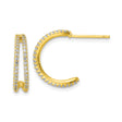 Sterling Silver Hoop Earrings with Cubic Zirconia, Gold Plated, Modern Polished Finish