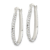 Sterling Silver Oval Hoop Earrings with Cubic Zirconia, Polished Lightweight Design for Women